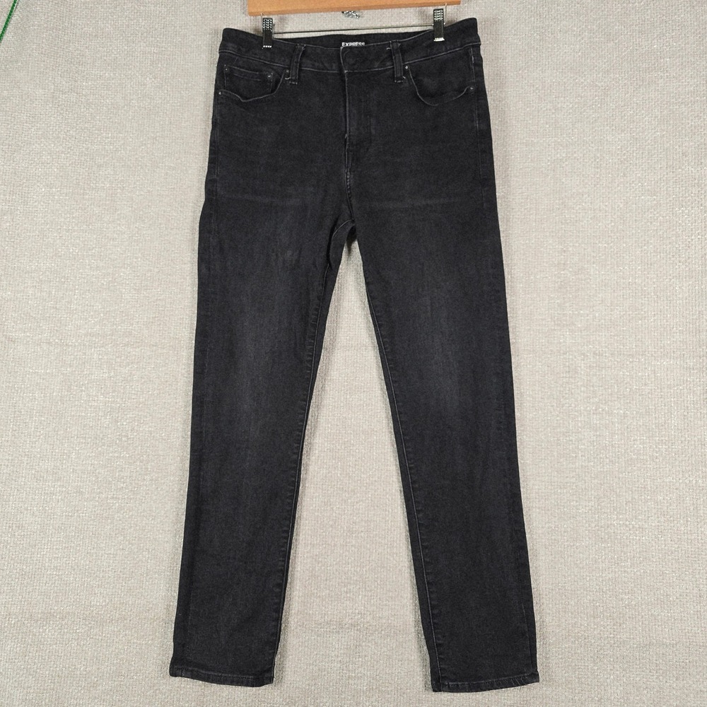 Express Mens Athletic Slim Jeans Washed Black Stretch Denim 32x30